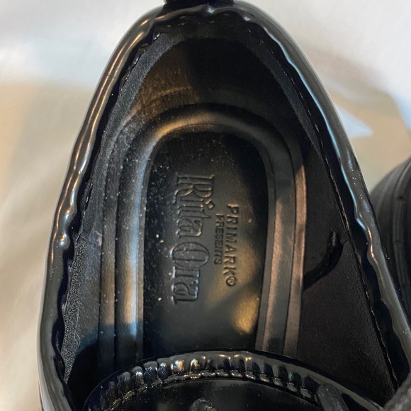 Primark Rita Ora Glossy Black Platform Shoes Ties - Picture 2 of 8